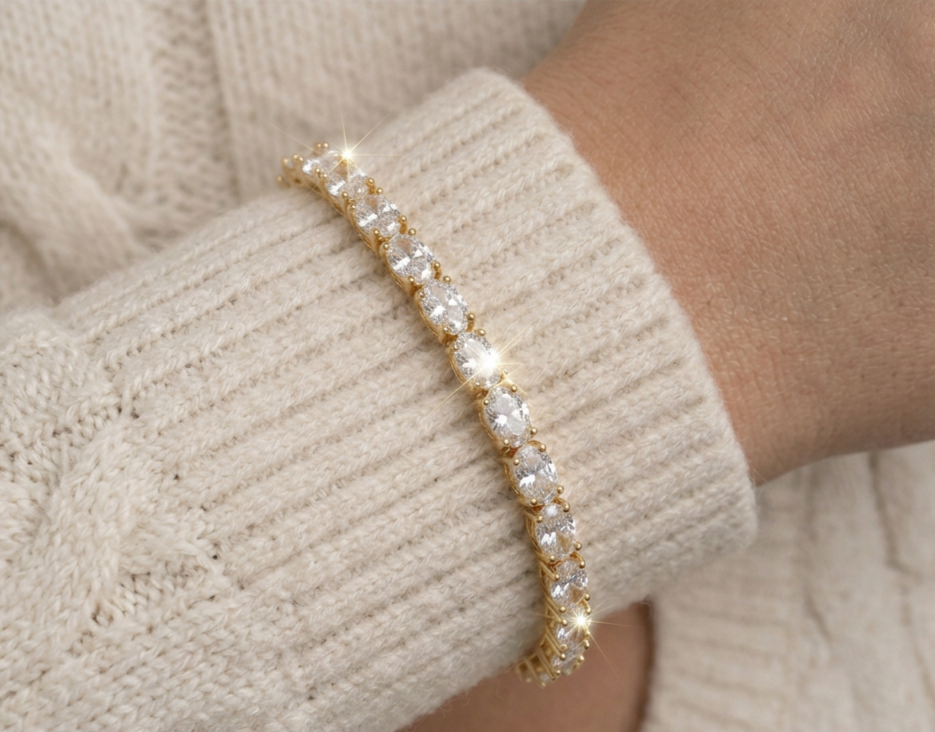 Clear Oval 3.5 MM CZ Tennis Chain Bracelet