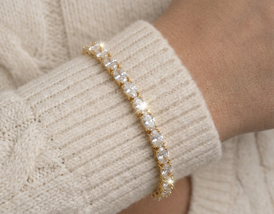 Clear Oval 3.5 MM CZ Tennis Chain Bracelet