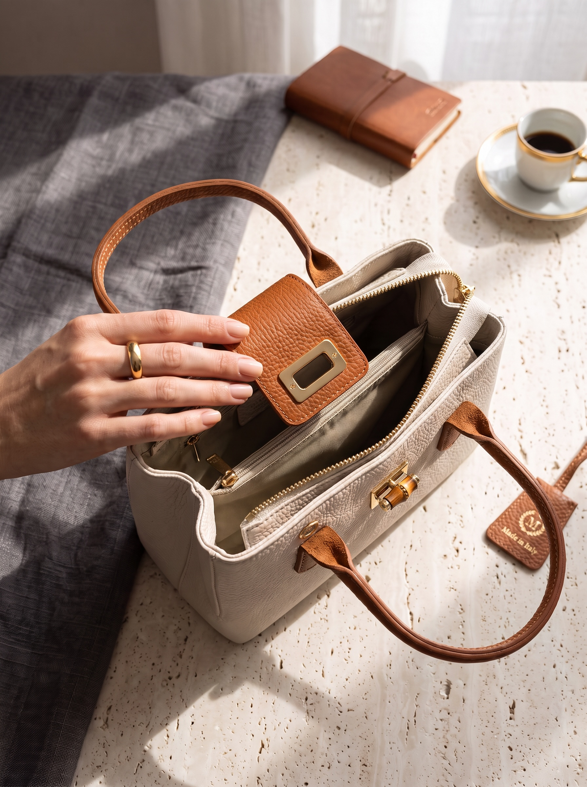 Torino Italian Leather Top Handle Satchel