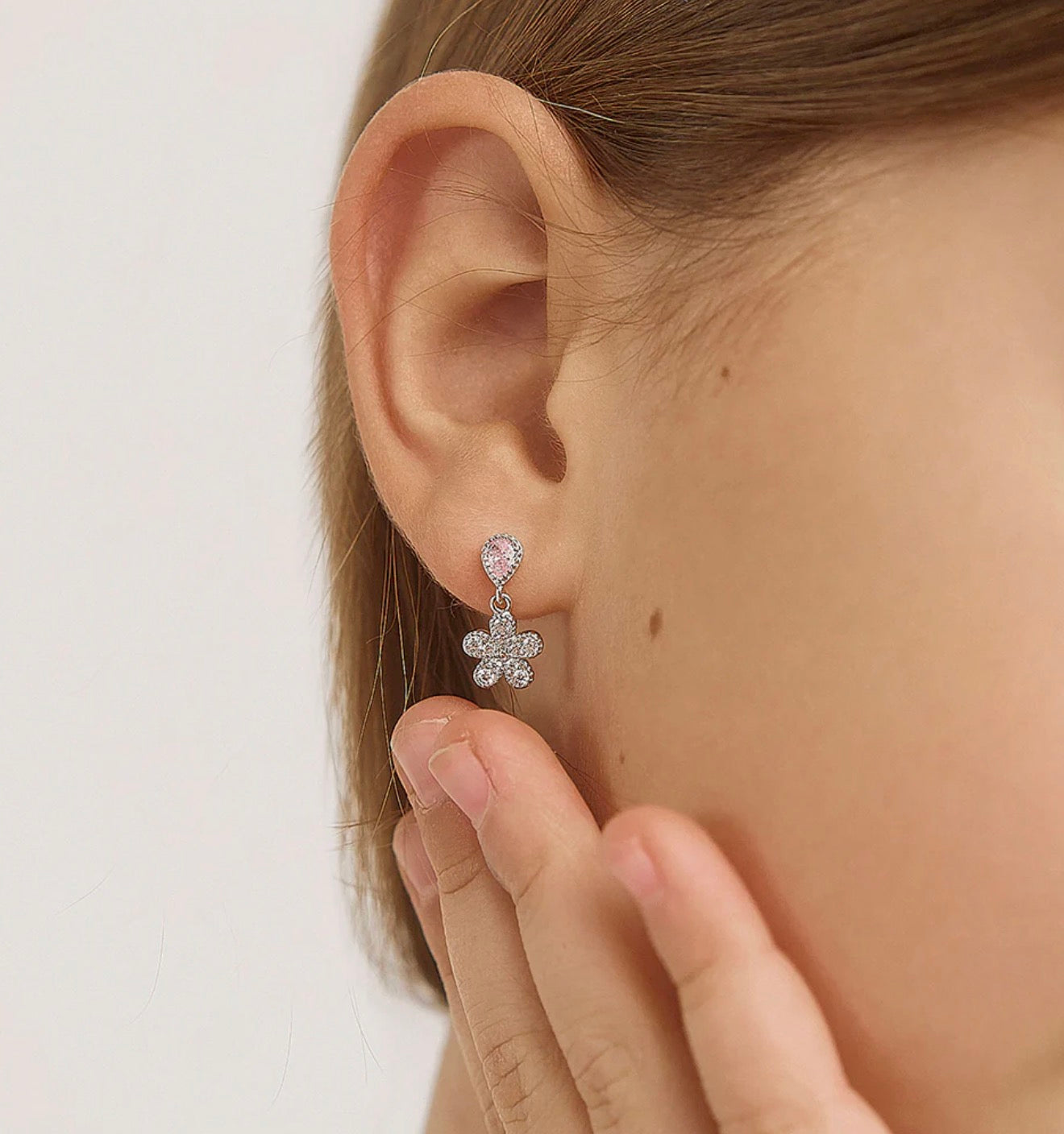 Groovy CZ Flower Dangle Girl Earrings