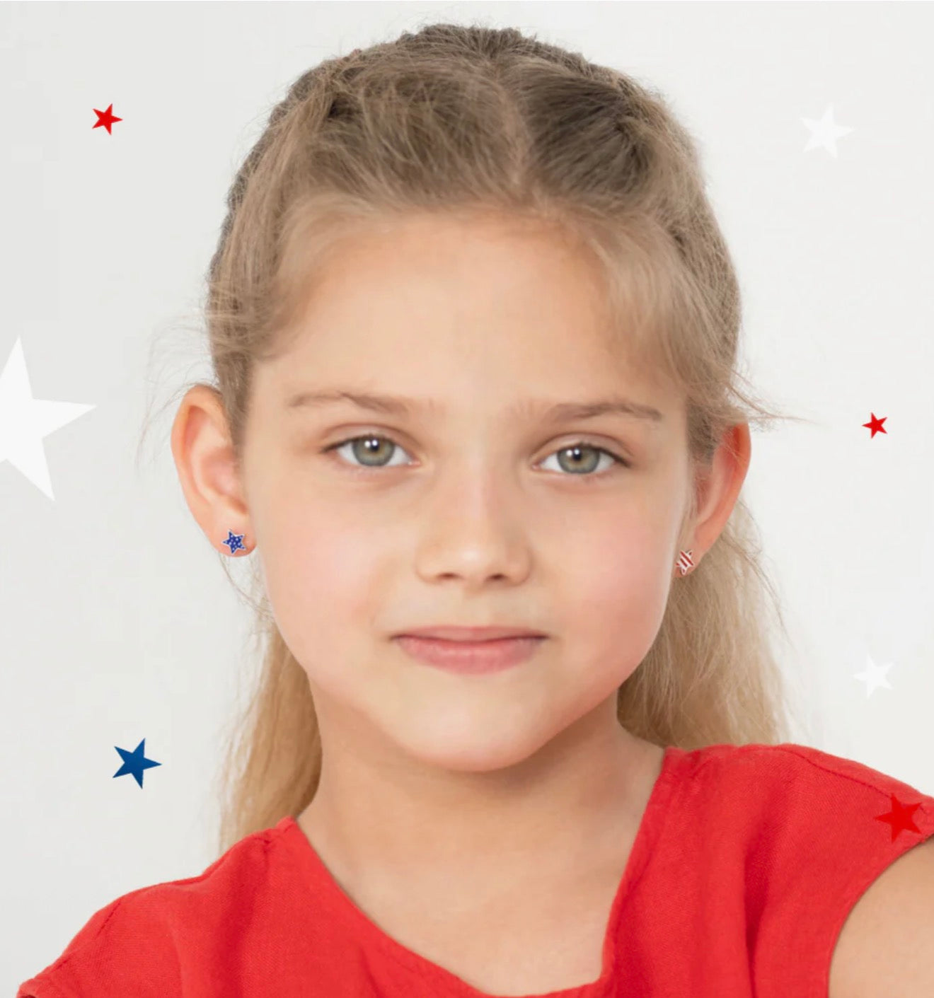 Patriotic Star Sterling Silver Screw Back Earrings