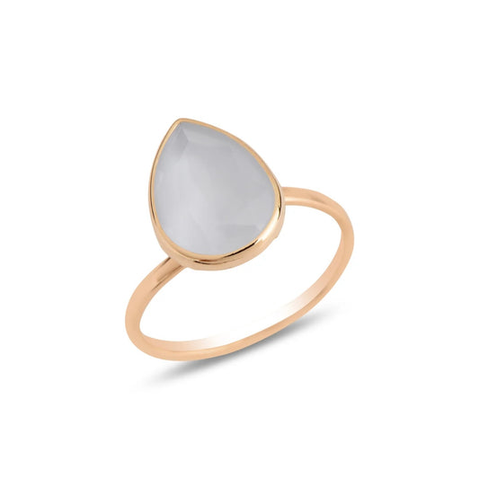 rose Gold ring with a teardrop-shaped light gray stone on a white background
Material: sterling silver, rose gold plated or Rhodium plated, translucent green, white or pink Swarovski crystals

Color: rose gold or silver, green, white or pink

Ring type: solitaire band

Size: adjustable from size 6 to size 8