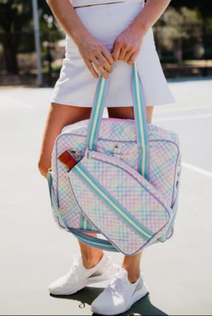 Katydid Rainbow Gingham Pickleball Bag