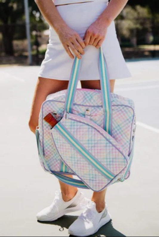 Katydid Rainbow Gingham Pickleball Bag