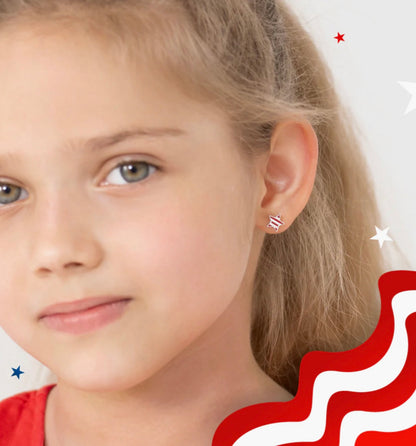 Patriotic Star Sterling Silver Screw Back Earrings