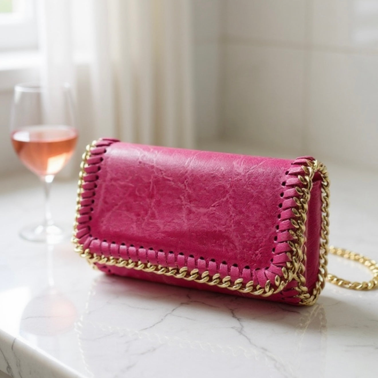Milano Chain Clutch Italian Leather Clutch and Crossbody - Assorted Colors