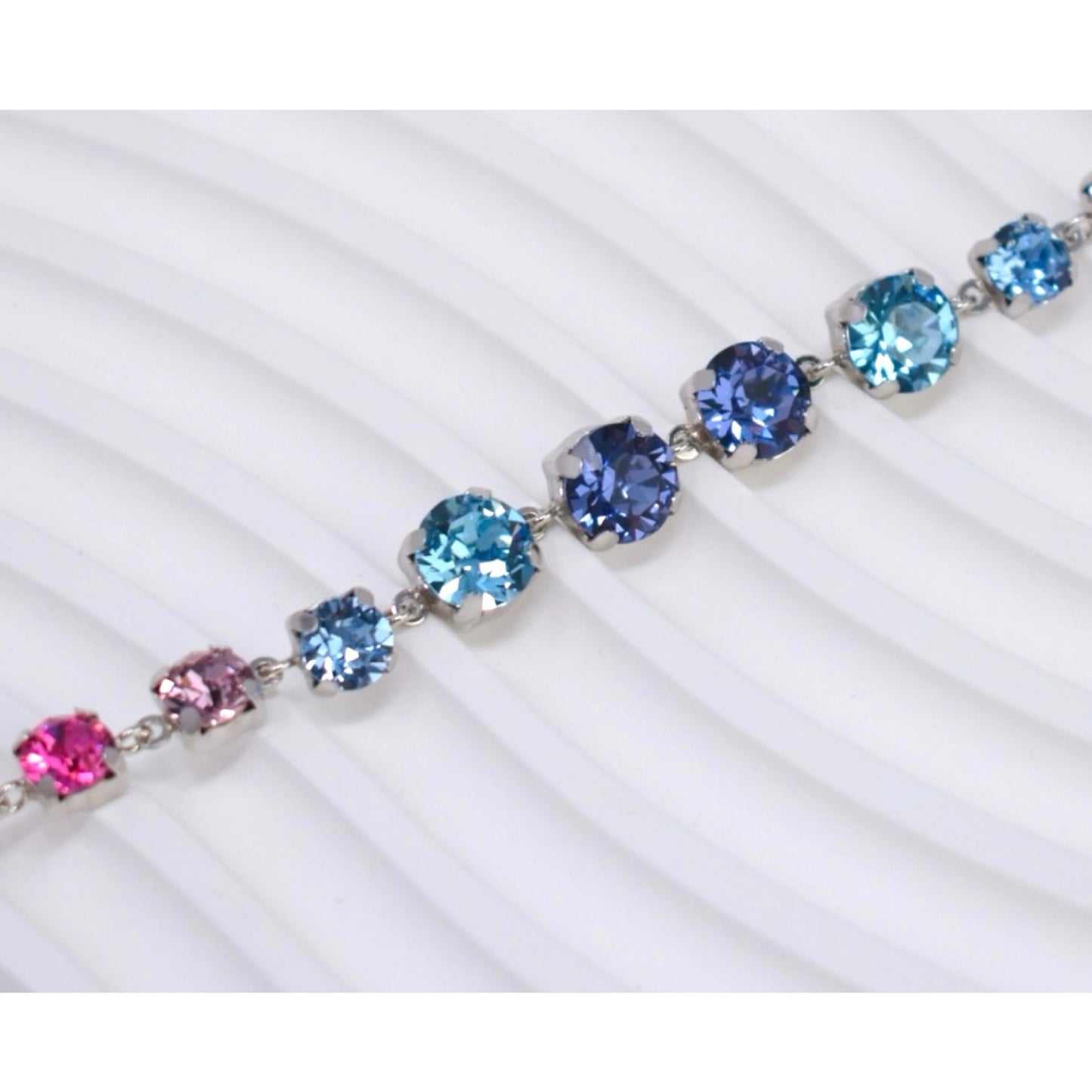 Women's Maestro Italy Sterling Silver, Rhodium Plated Swarovski Crystal Bracelet