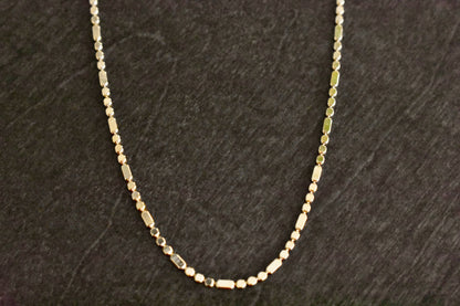 18K Gold Filled, 1 mm Flat Beaded Bar Chain Necklace