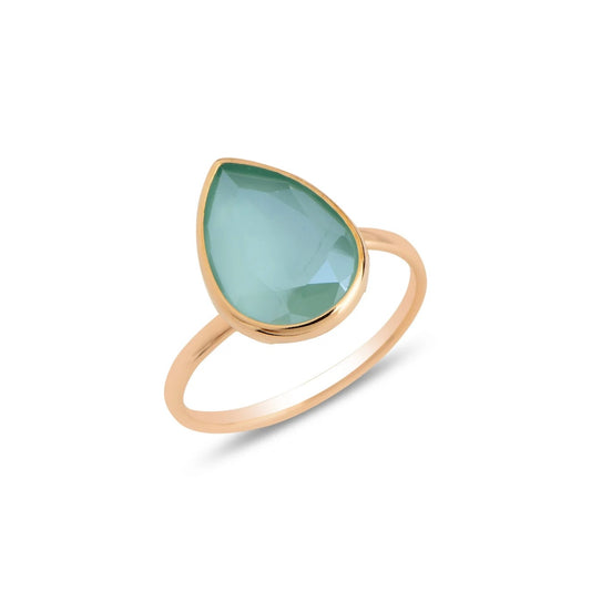 rose Gold ring with a green teardrop-shaped gemstone on a white background
Material: sterling silver, rose gold plated or Rhodium plated, translucent green, white or pink Swarovski crystals

Color: rose gold or silver, green, white or pink

Ring type: solitaire band

Size: adjustable from size 6 to size 8