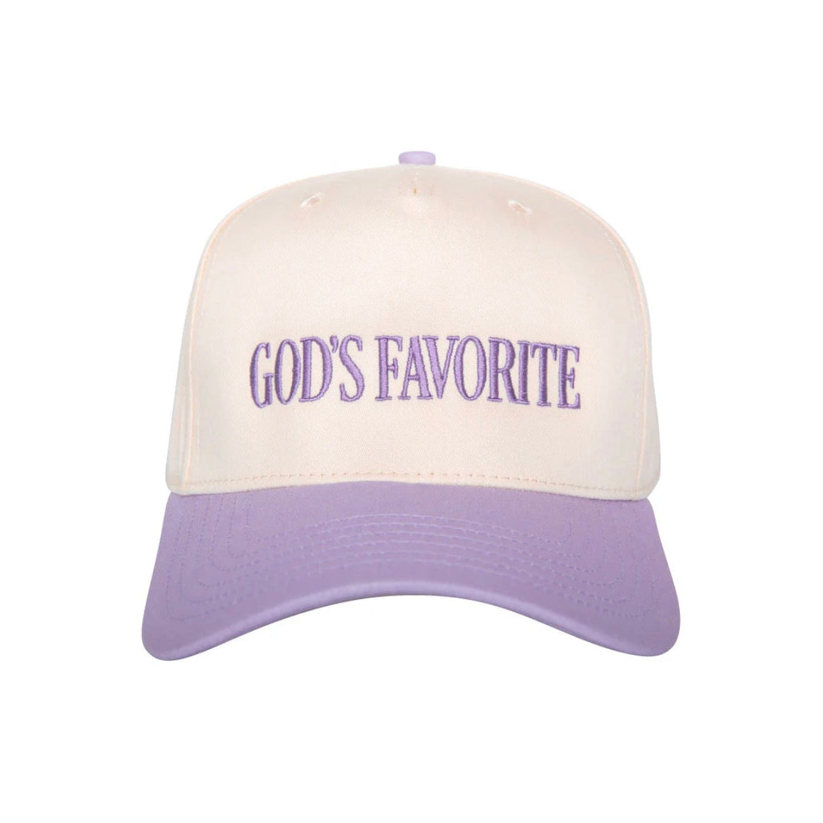 Cap with 'God's Favorite' text on a white background