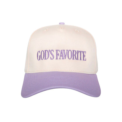 Cap with 'God's Favorite' text on a white background
