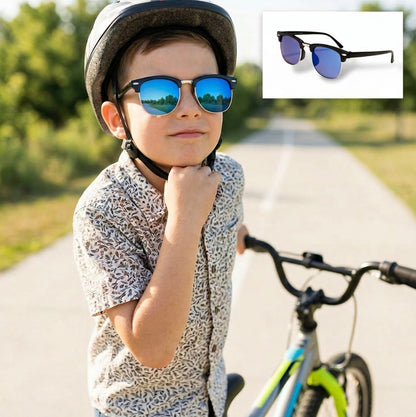 Boys Clubmaster Sunglasses with Mirrored Lens - Assorted Colors