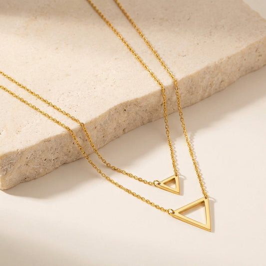 Double Triangle Gold Minimalist Necklace