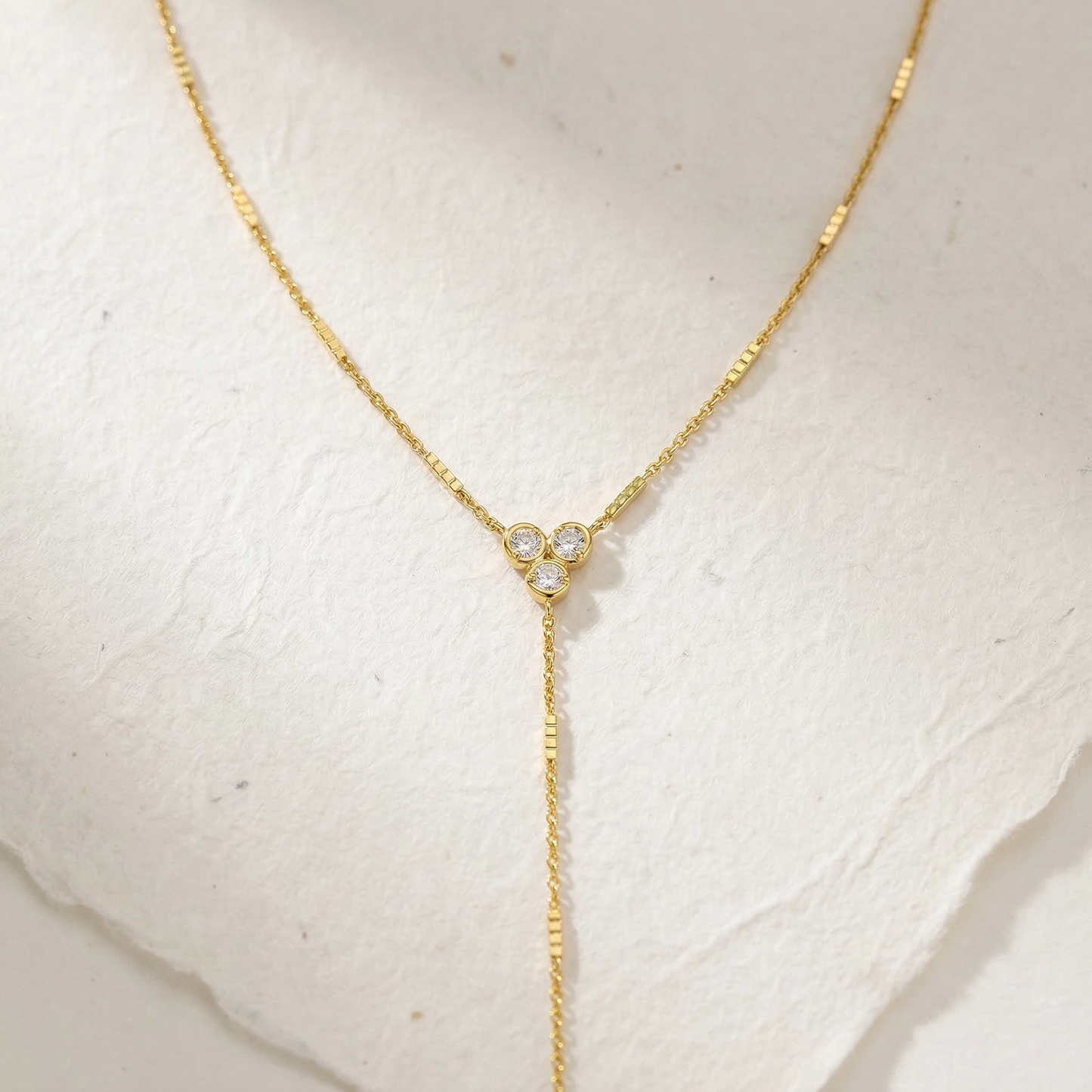 18K Gold Shiny Lariat Necklace