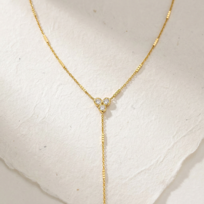 18K Gold Shiny Lariat Necklace