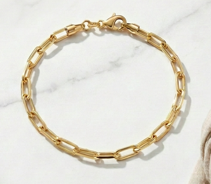 18K Gold Filled, Paperclip Bracelet