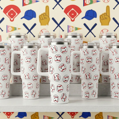 Baseball Happy Faces 40 oz Tumbler with Handle