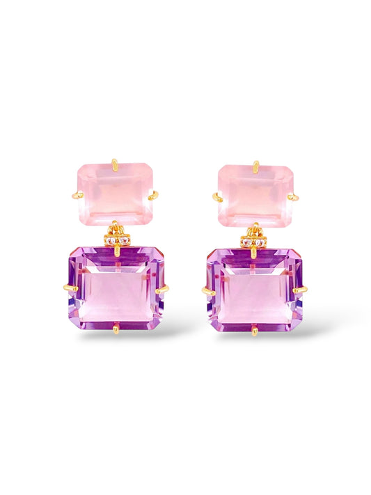 Coluna Pink Amethyst and Rose Quartz Earrings