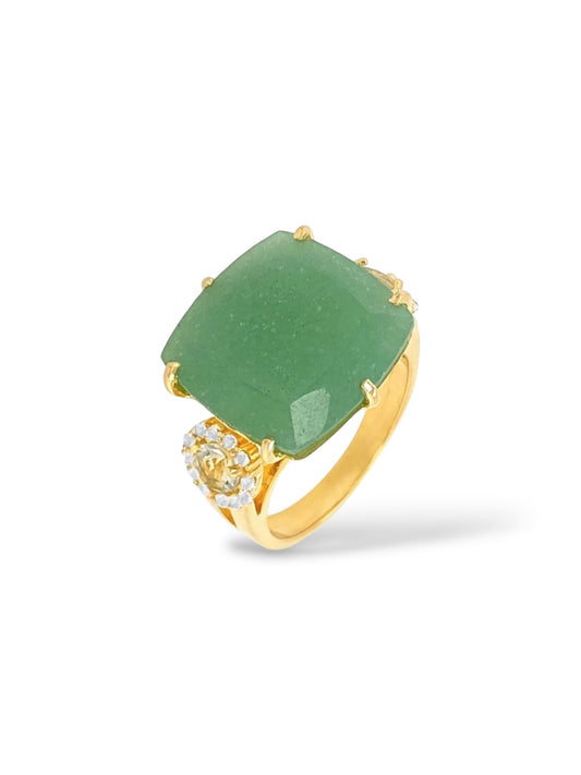 Deux Mint Green Emerald Quartz and Prasiolite Ring
