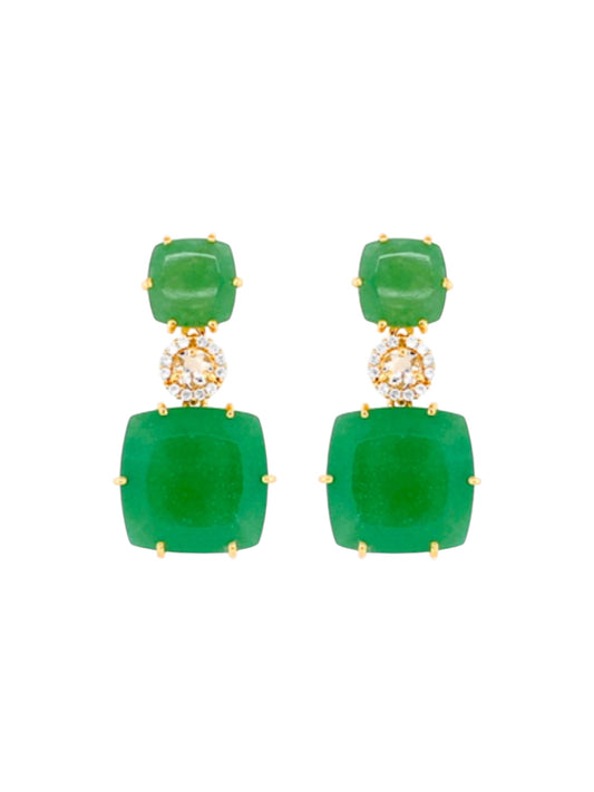Deux Mint Emerald Quartz, Prasolite and White Topaz Earrings