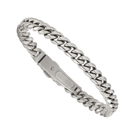 Chisel Stainless Steel Polished 8mm 8-inch Flat Link Bracelet