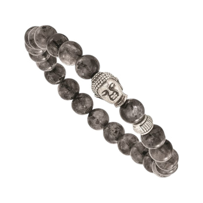 Belle Amore Men's Labradorite and Buddha Beaded Bracelet