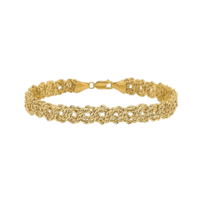 14K Gold Diamond Cut Braided Rope Chain Bracelet