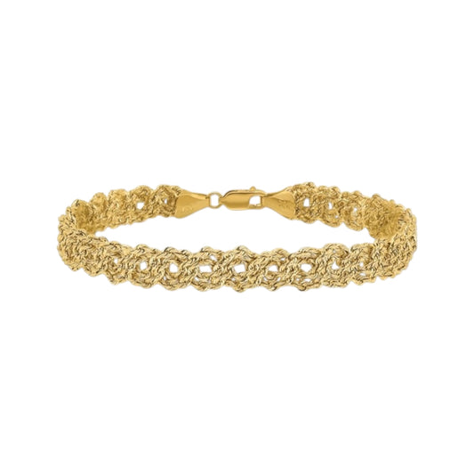 Women's 14KY Diamond Cut Braided Rope Chain Bracelet