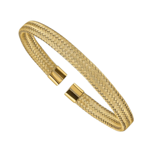 Chisel Stainless Steel Polished Yellow IP-plated 6 mm Mesh Wire Cuff Bangle