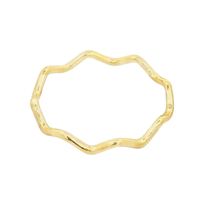 Gold ring with a unique geometric design on a white background