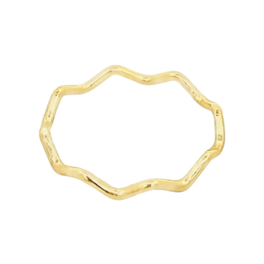 Gold ring with a unique geometric design on a white background