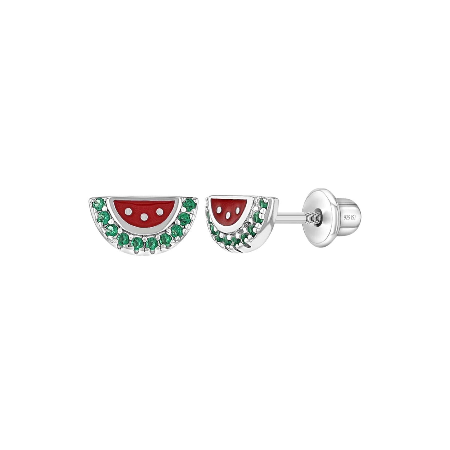 Sterling Silver Watermelon Season Screw Back Earrings