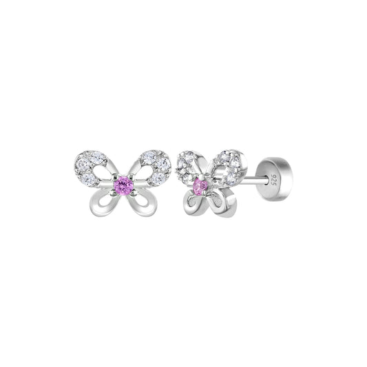 Jeweled Petite Butterfly Screw Back Earrings