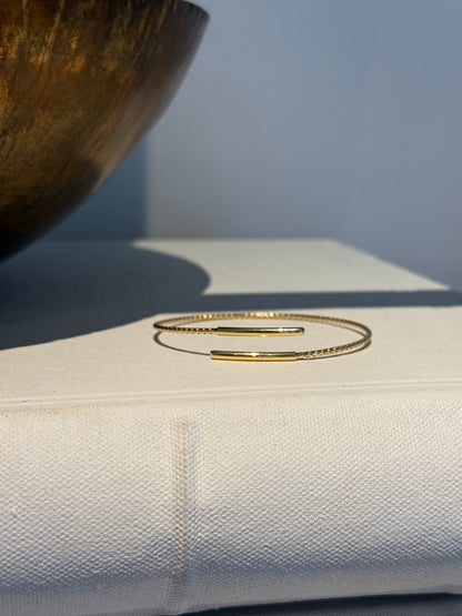 Women's Sterling Silver 10k Gold-plated Polished Bypass Cuff Bangle