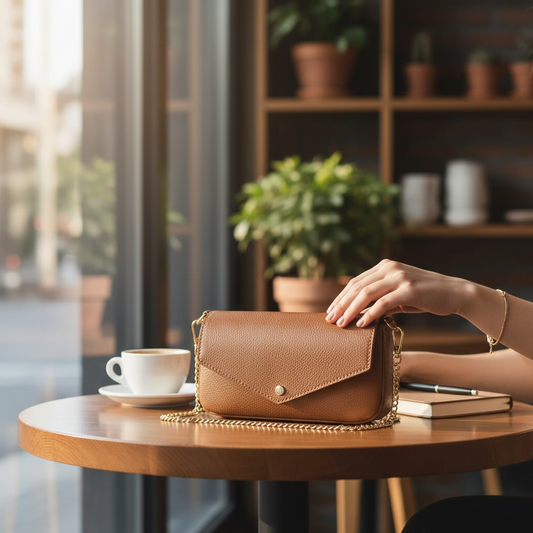 Women's Italian Leather Busta Classica Camel Handbag