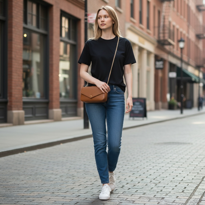 Women's Italian Leather Busta Classica Camel Handbag