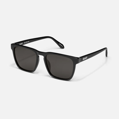 Black sunglasses with a white background