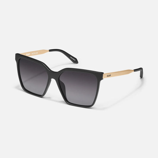 Black sunglasses with gradient lenses on a white background