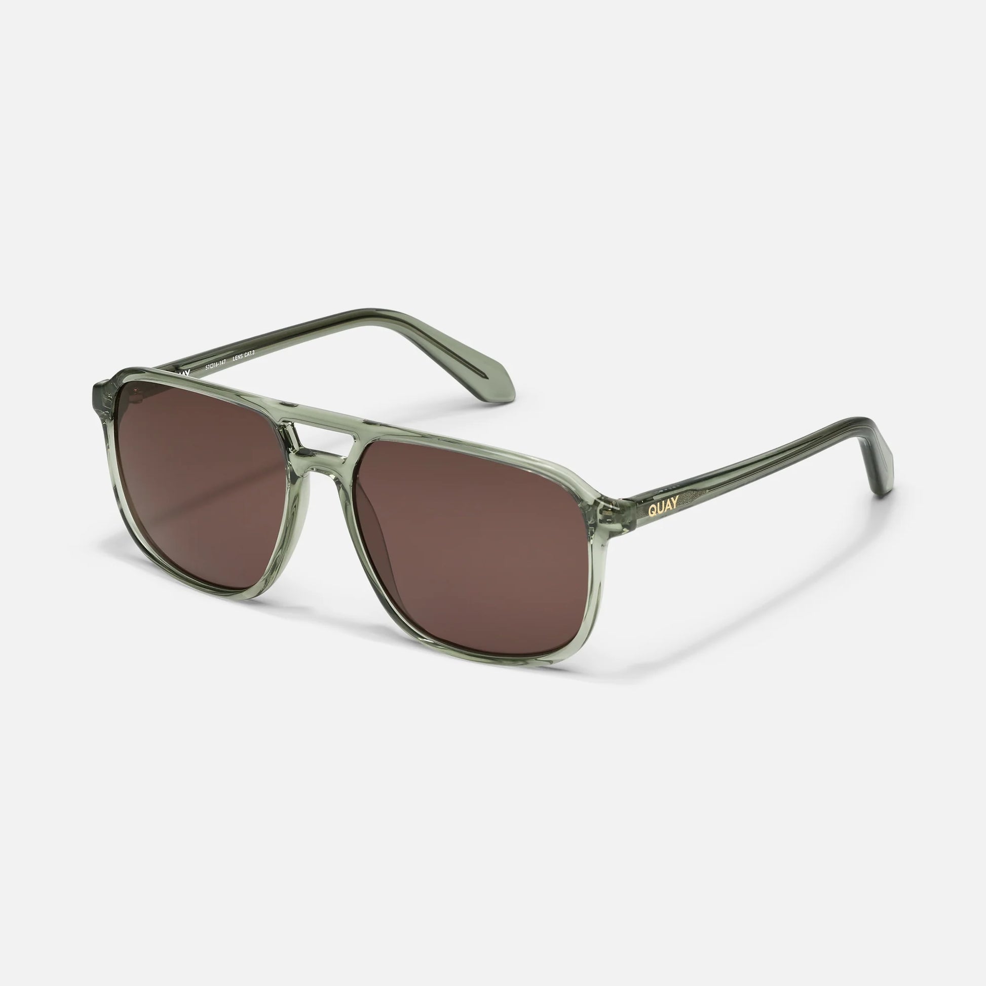 Quay On the Fly Moss Frame of sunglasses on white background 