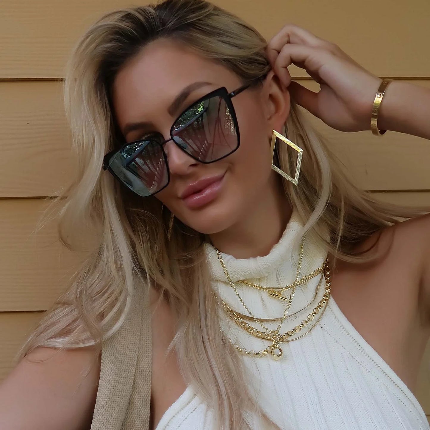 Becky Black with Flash Grey Gradient Sunglasses