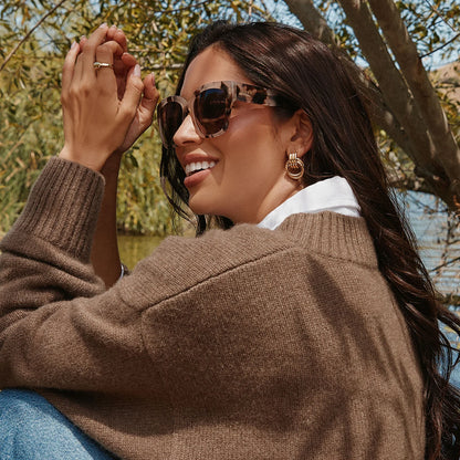 Diff Eyewear Bella II Cream Tortoise Frame with Grey Gradient Sunglasses