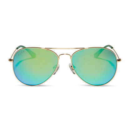 Cruz Gold Frame with Green Mirror Polarized Lens Sunglasses