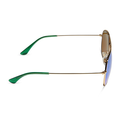 Cruz Gold Frame with Green Mirror Polarized Lens Sunglasses