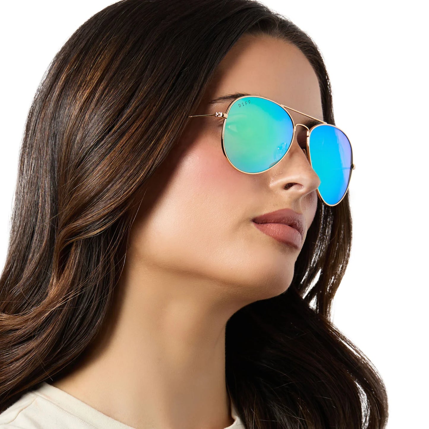 Cruz Gold Frame with Green Mirror Polarized Lens Sunglasses