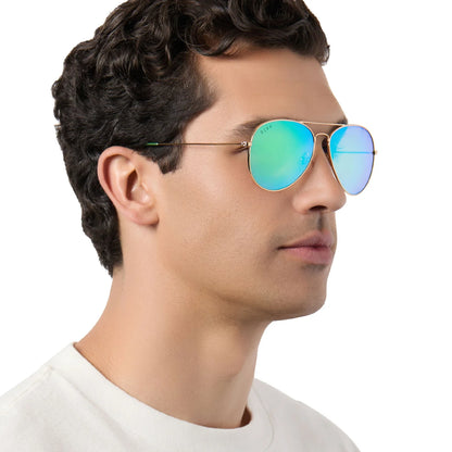 Cruz Gold Frame with Green Mirror Polarized Lens Sunglasses