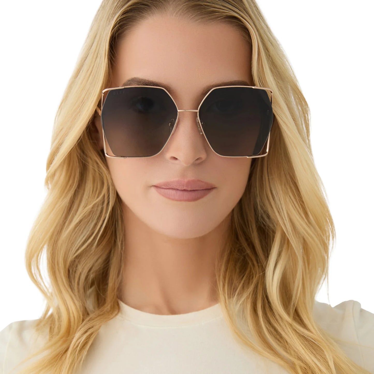 Diff Eyewear Donna IV Champagne Frame with Gray Lens Sunglasses