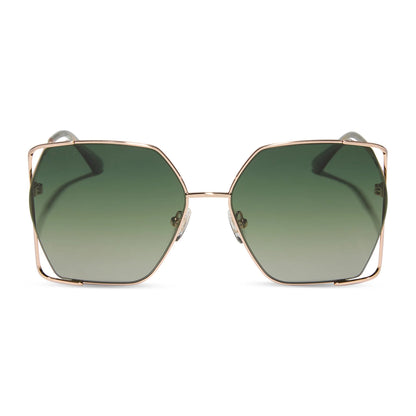 Diff Eyewear Donna IV Brushed Champagne Frame with Cool Matcha Lens Sunglasses