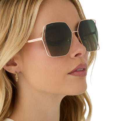 Diff Eyewear Donna IV Brushed Champagne Frame with Cool Matcha Lens Sunglasses