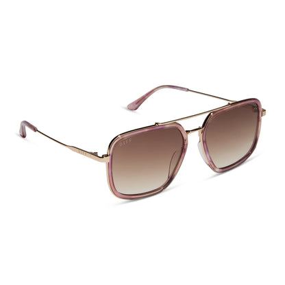 Jordan Gold Fleur Tortoise Temple Frame with Brown Gradient Lens Sunglasses
