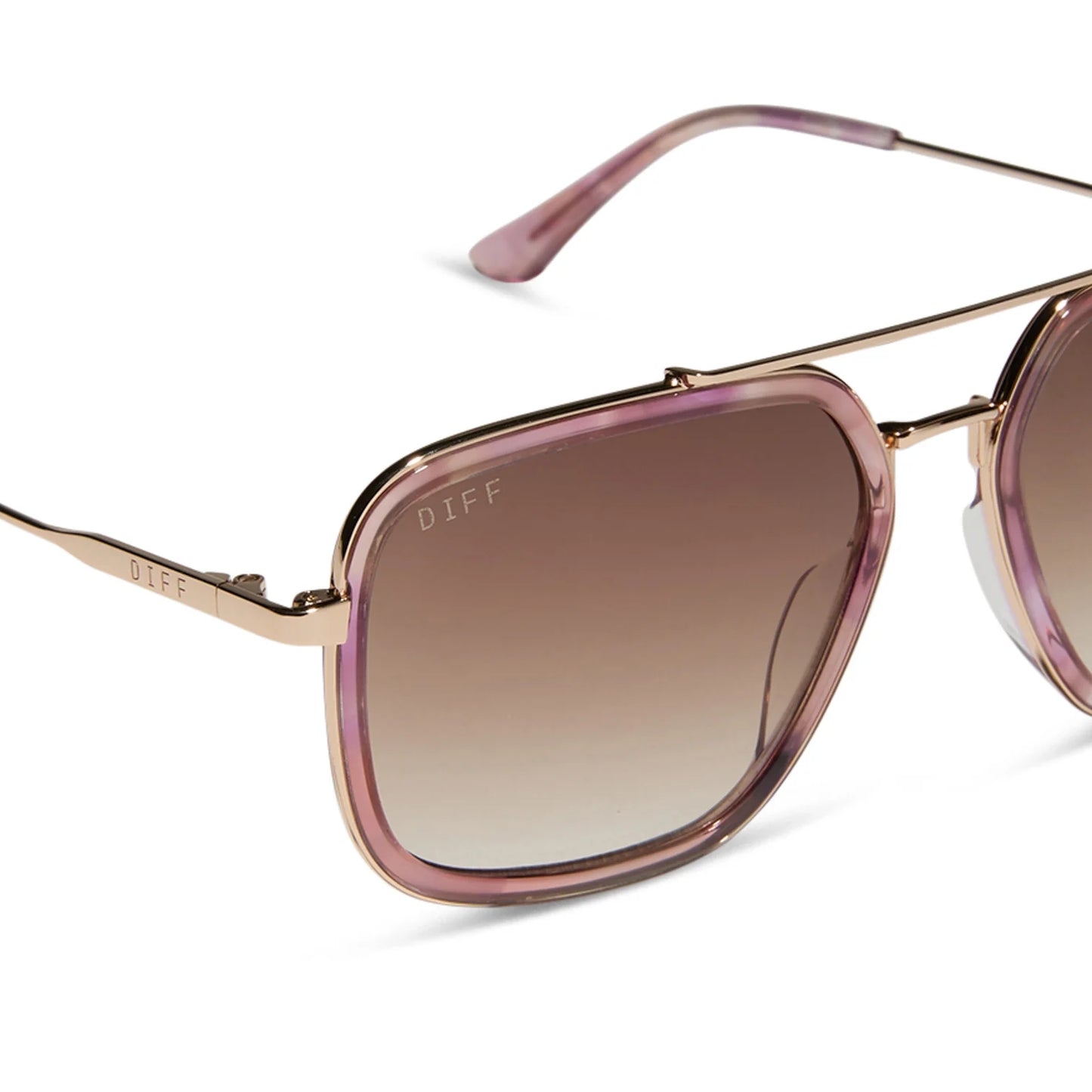 Jordan Gold Fleur Tortoise Temple Frame with Brown Gradient Lens Sunglasses